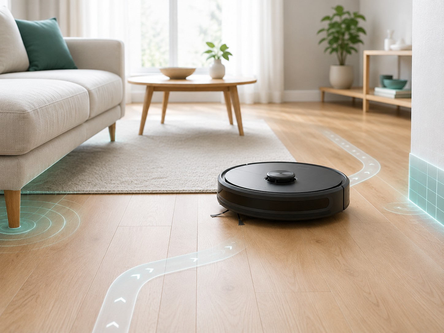 Robot vacuum feature explanation illustration
