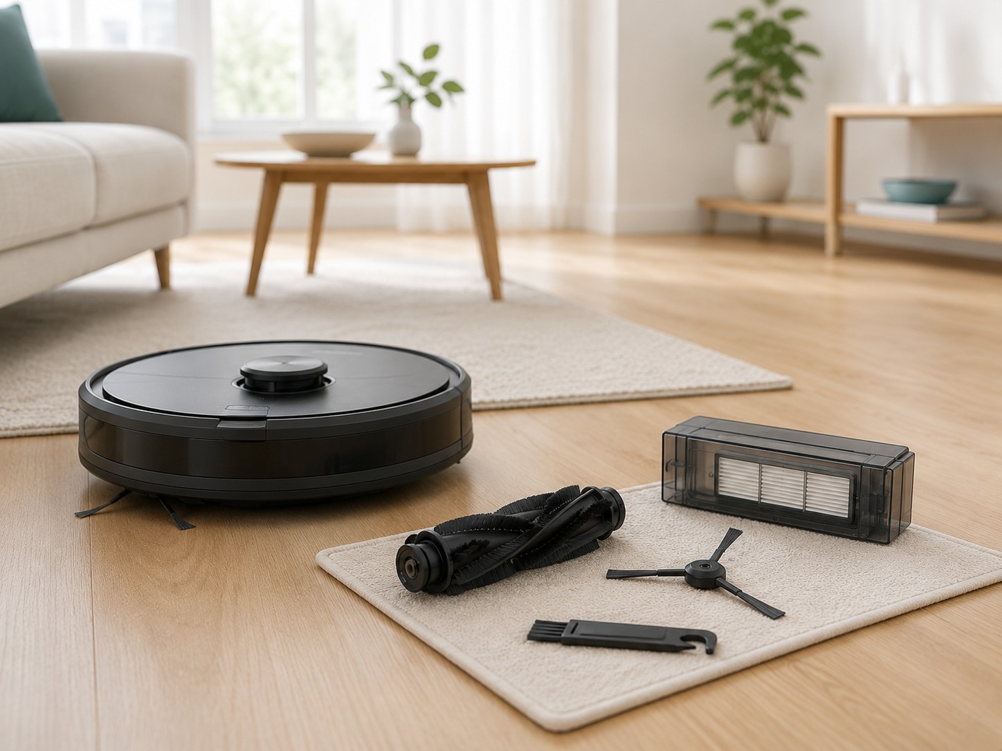 Robot vacuum maintenance illustration